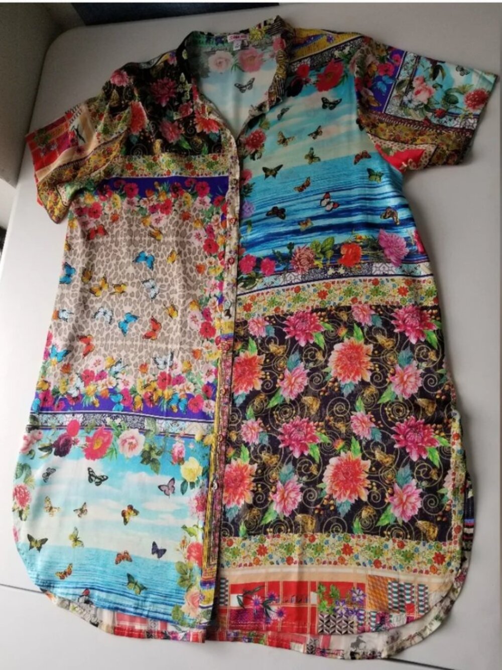 Johnny Was Silk Button Up Collared Tunic/Dress - Picture 4 of 12